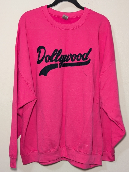 Gildan Tops - Dollywood Embroidered Sweatshirt Hot Pink Navy Dolly Parton Women's Size 2XL